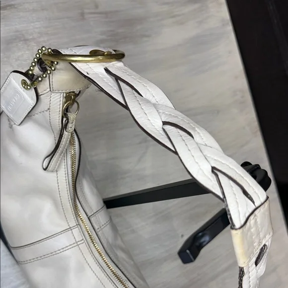 Vintage Coach SoHo Off-White Leather Braided Strap Hobo Bag - Picture 5 of 16